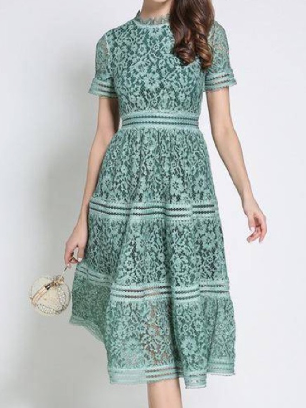 Aly Daly Mint Green Lace Midi Dress Size L